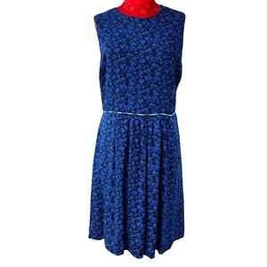 Matilda Jane casual dress sleeveless size 12 blue & black floral lined sundress